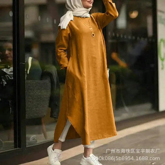 Retro Abaya Midi Dress