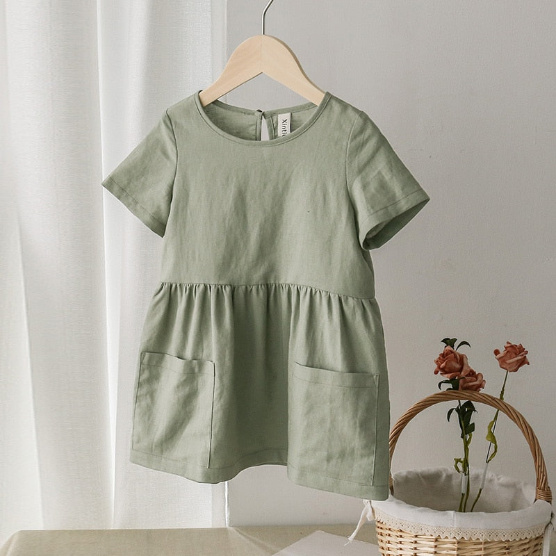 Casual Short Sleeve Kids Holiday Dress