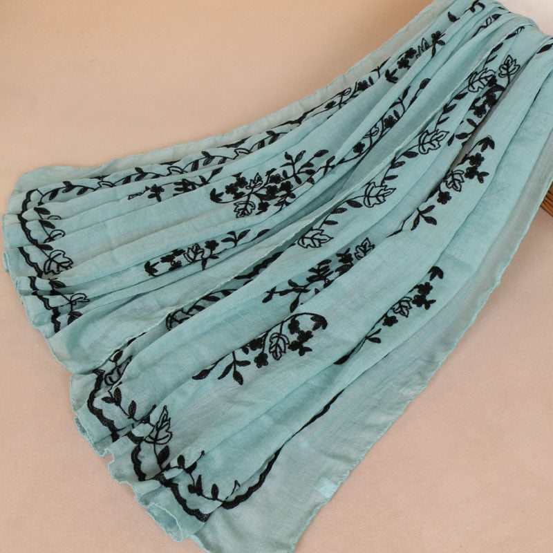 Embroidered Floral Scarf