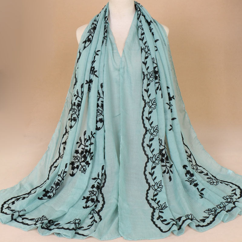 Embroidered Floral Scarf