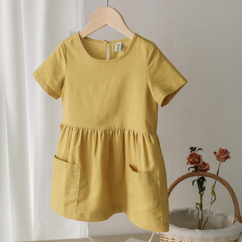 Casual Short Sleeve Kids Holiday Dress