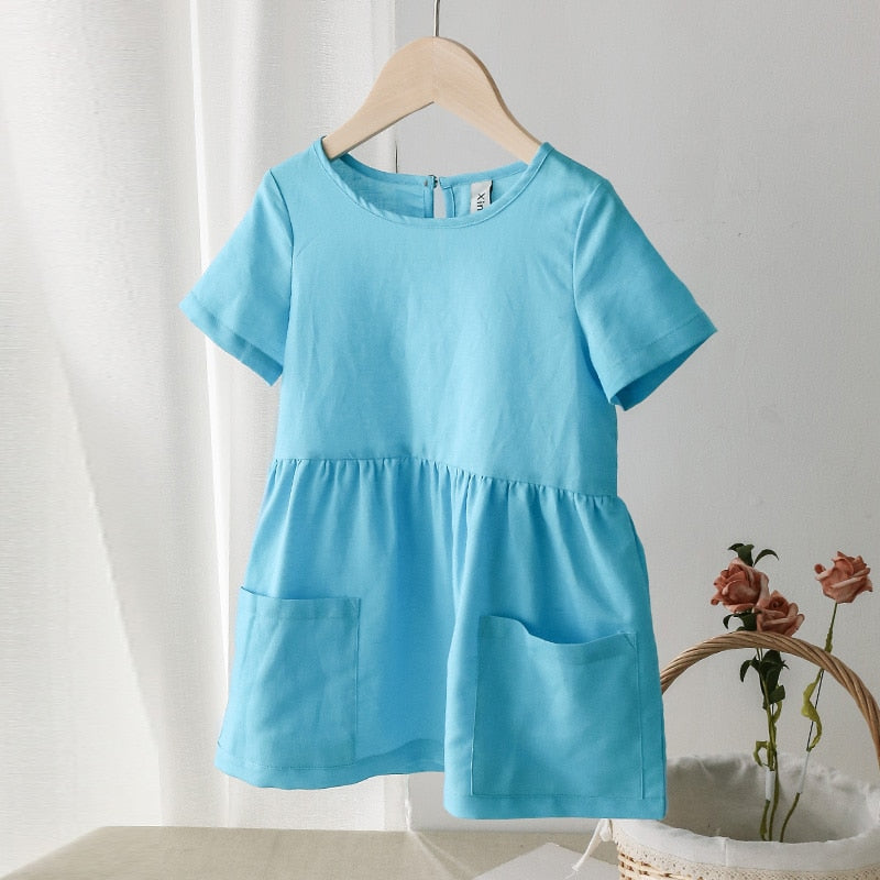 Casual Short Sleeve Kids Holiday Dress