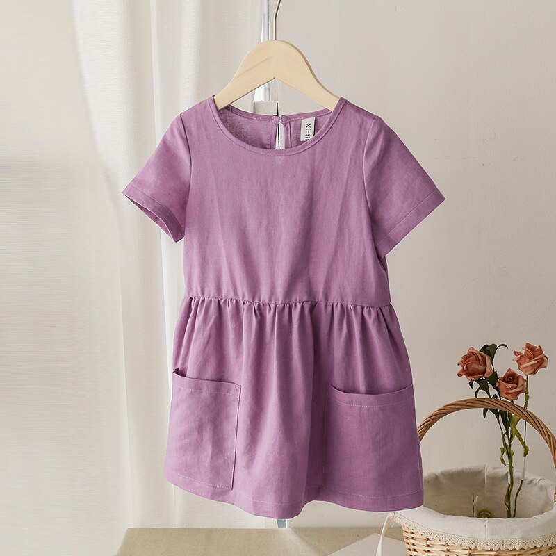 Casual Short Sleeve Kids Holiday Dress