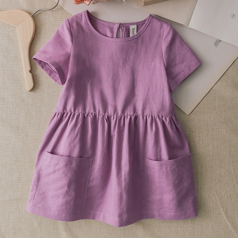 Casual Short Sleeve Kids Holiday Dress