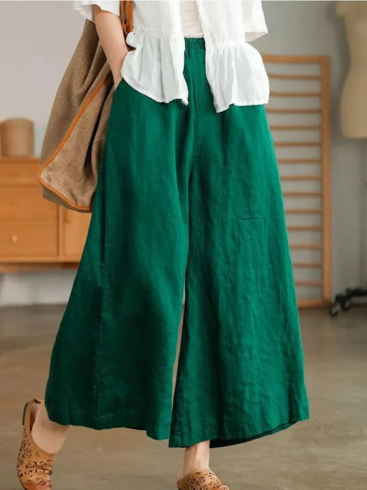 Cotton Linen Wide Leg Pants