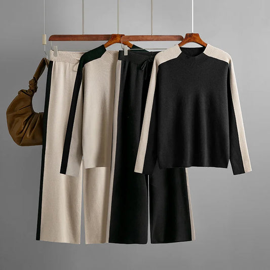 Long Sleeve Knitted Suit Two Piece Set