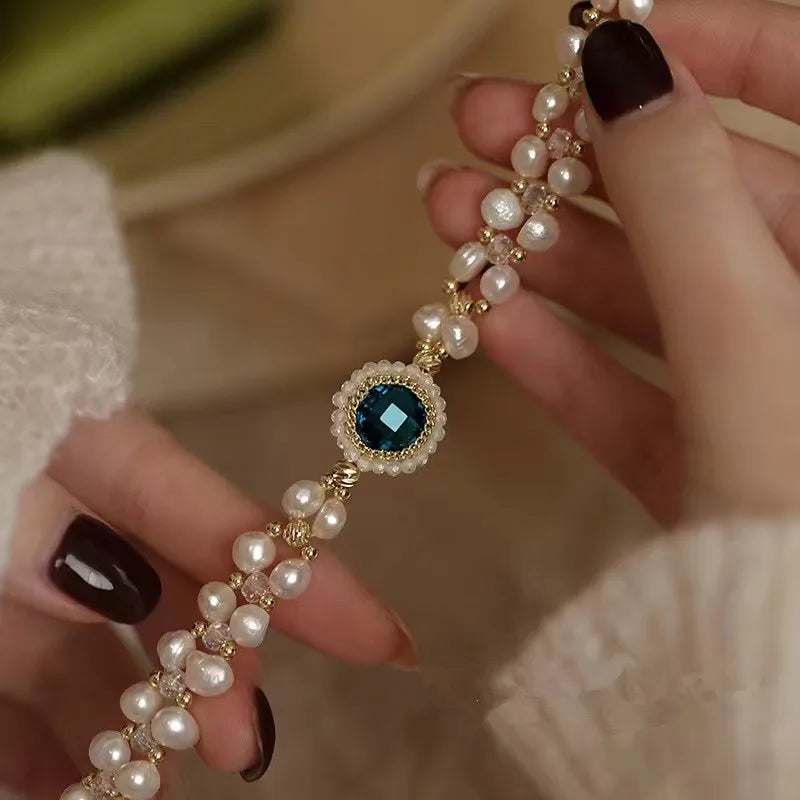 Layered Pearl Zircon Bracelet