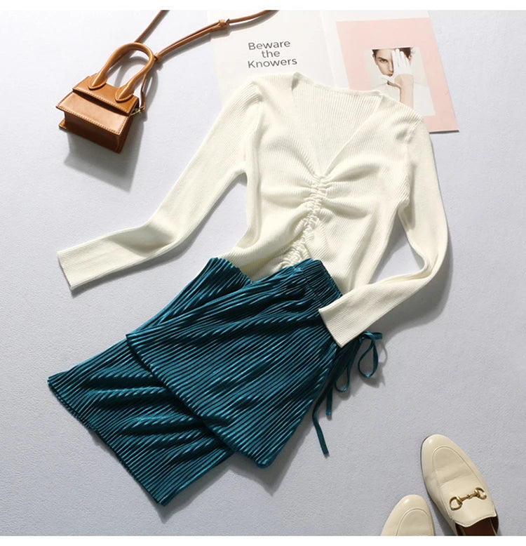 Ice Silk Pleated Wide-Leg Trousers
