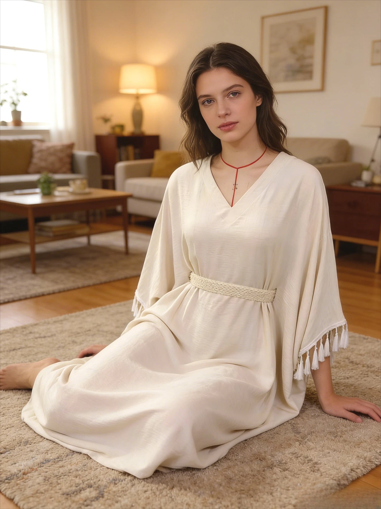 Minimalist White Kaftan Dress
