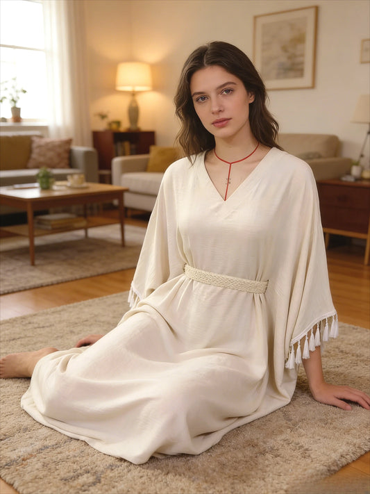 Minimalist White Kaftan Dress