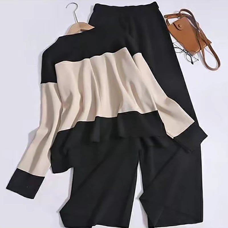 Knitted Pant and Sweater Two Piece Set