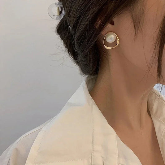 Pearl Round Stud Earrings