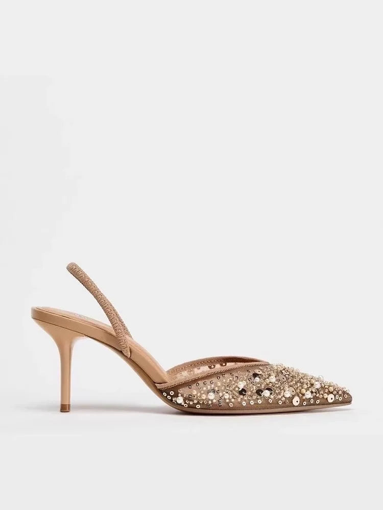Élise Pearl Mesh Mules