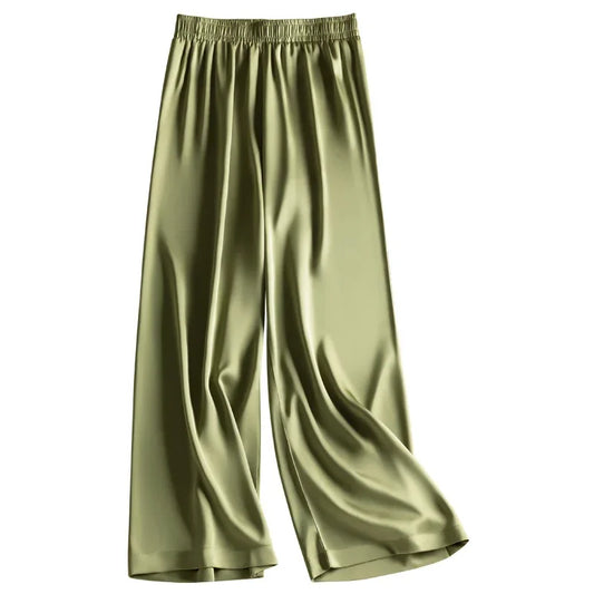 Silk Satin Straight-leg Pants