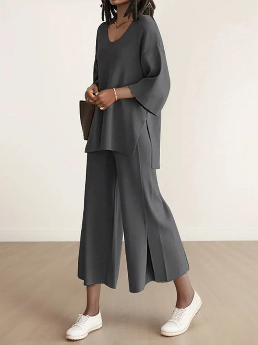 Casual Loose V-neck Top and Pant