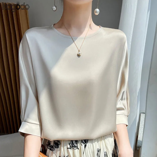Silk O-Neck Blouse