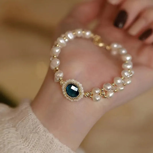 Layered Pearl Zircon Bracelet