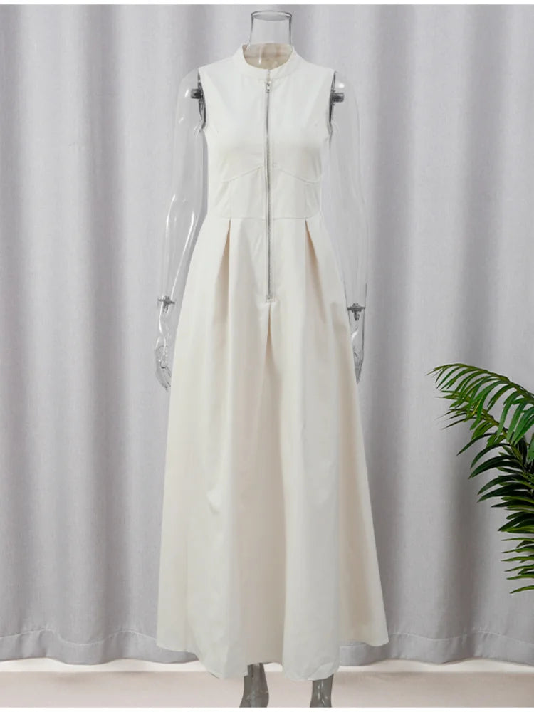 Elegant O-neck Sleeveless Long Dress