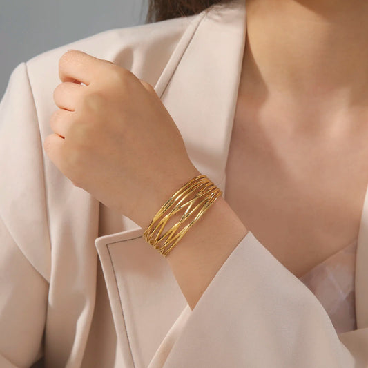 Geometric Double Twist Bangle