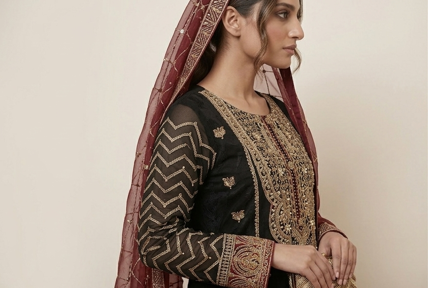 Zarmina Noir Ensemble Handcrafted Chiffon