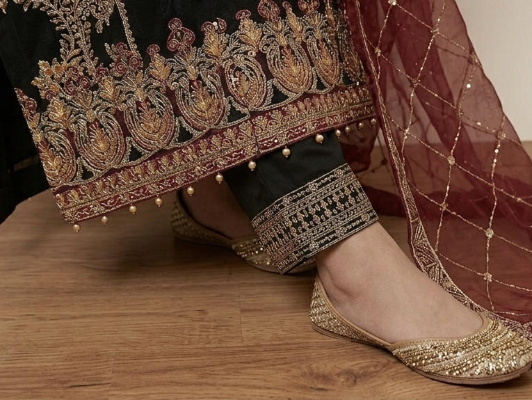 Zarmina Noir Ensemble Handcrafted Chiffon