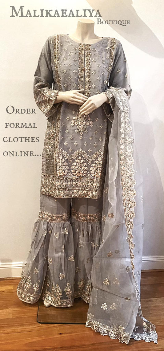 Ready Made Organza Gharara Dress