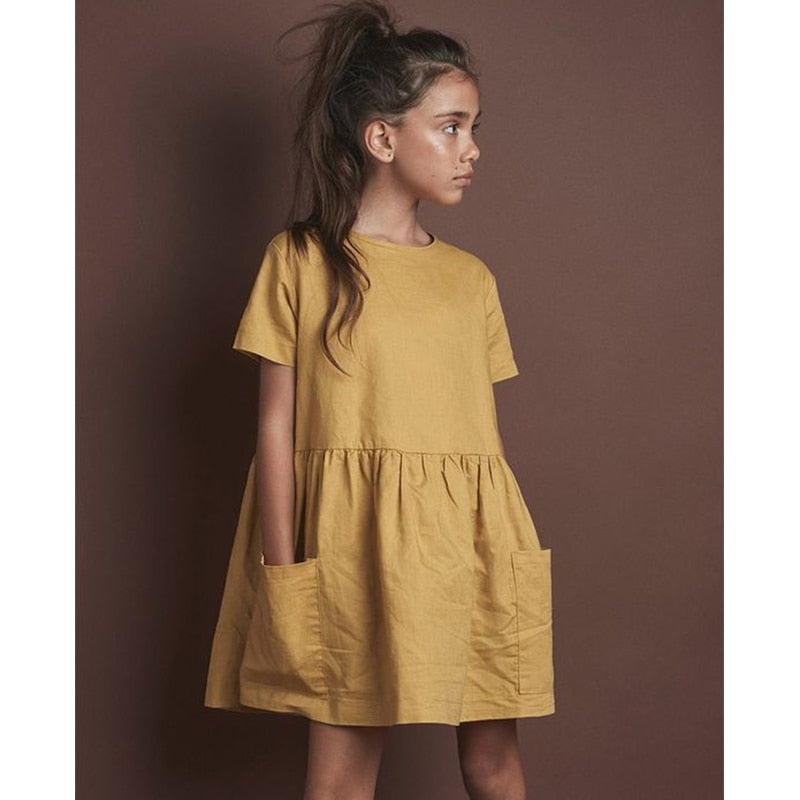 Casual Short Sleeve Kids Holiday Dress