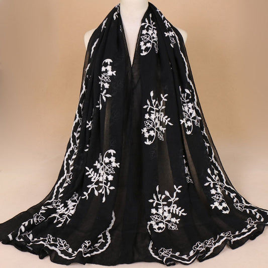 Embroidered Floral Scarf