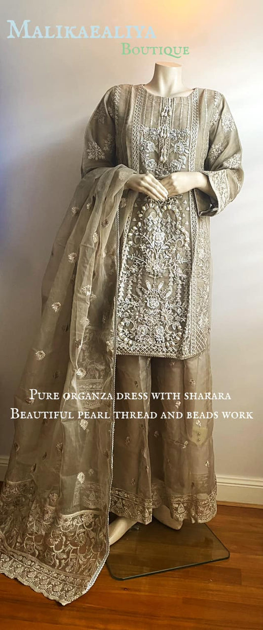 Ready Made Organza Sharara Dress
